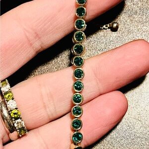 Adina Eden Emerald and Gold Bracelet Set. Elegant Green and Gold Bracelet Set.